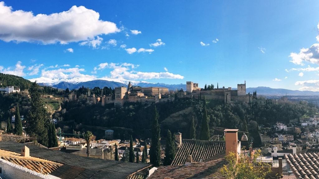 The Alhambra in Granada as seen from San Nicolas viewpoint