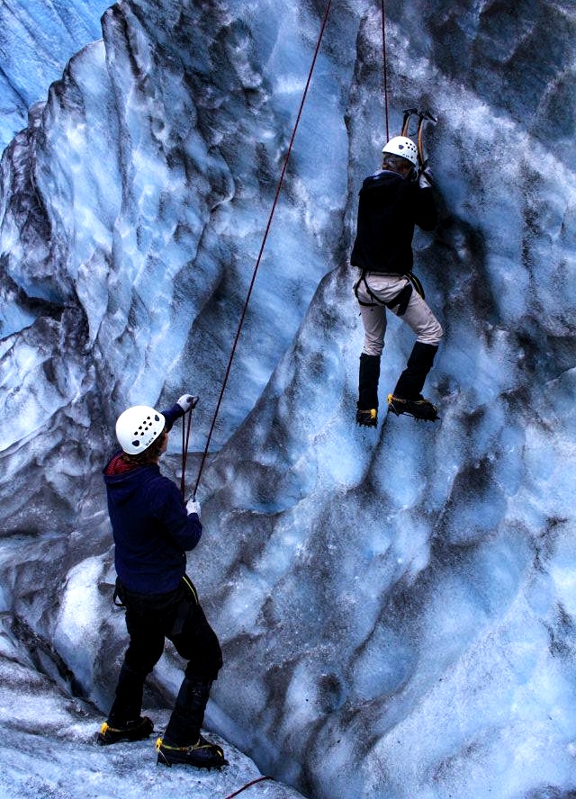 Climbing the ice wall